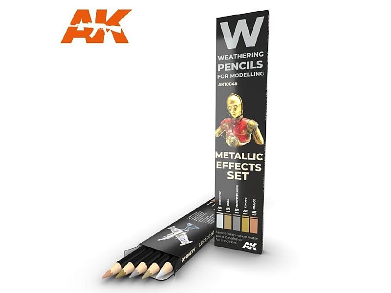 AK Interactive - AK10046 - Set akvarelových tužek na odřeniny - Metallics