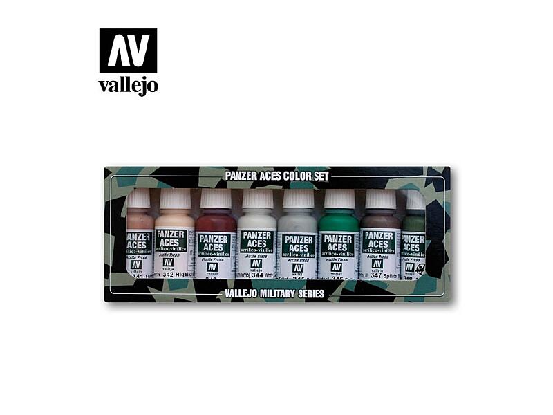Vallejo - Panzer Aces Set 70129 Skin Tone and Splinter Camouflage 8x17ml.