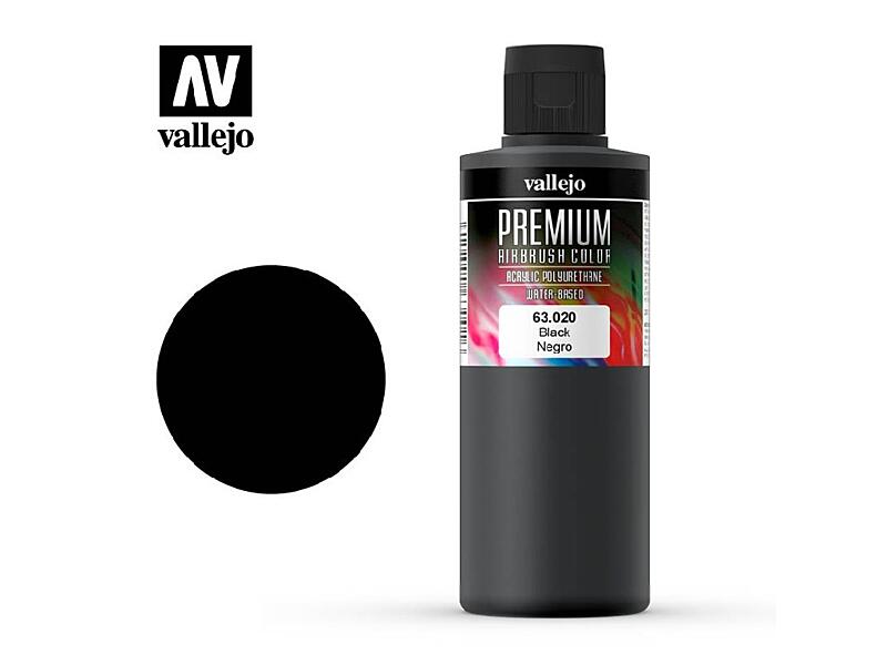 Vallejo - Premium Color 63020 Black 200 ml.