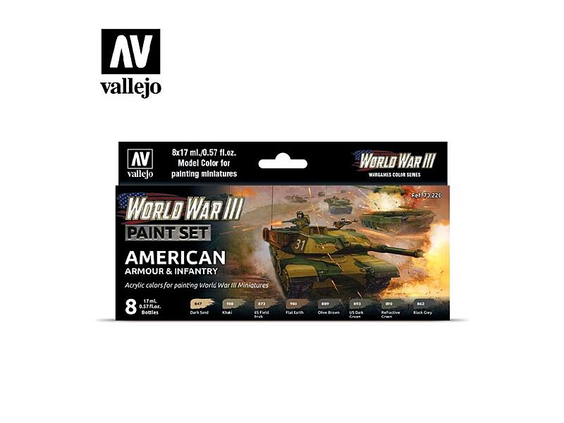 Vallejo - Model Color Set 70220 WWIII American Armour and Infantry 8x17 ml.