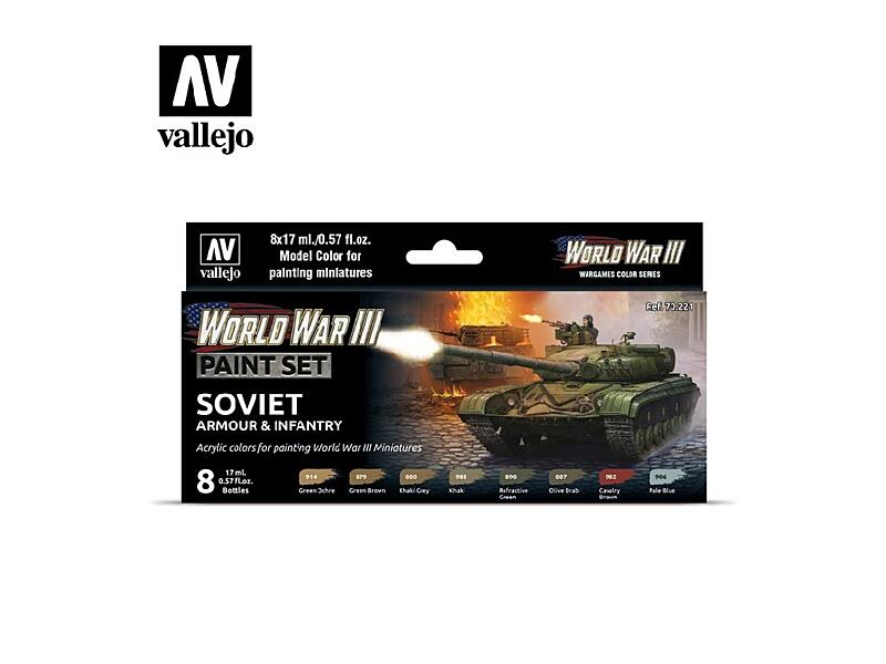 Vallejo - Model Color Set 70221 WWIII Soviet Armour and Infantry 8x17 ml.