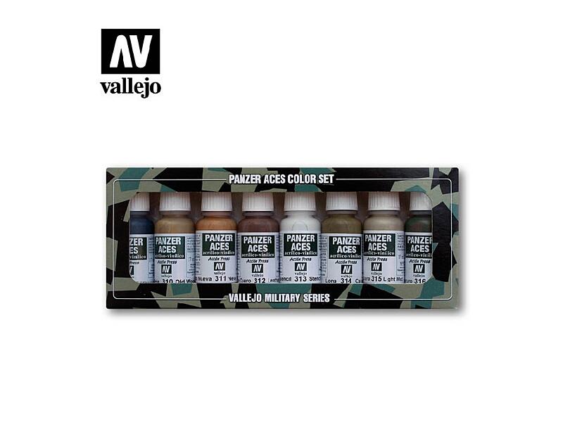 Vallejo - Panzer Aces Set 70123 Wood, Leather, Stencil 8x17ml.