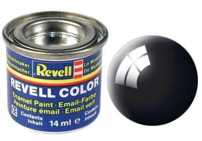 Revell - Barva emailová - 32107: leská černá (black gloss) 14ml