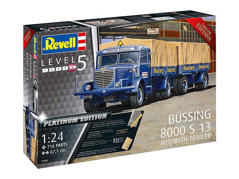 Revell - 07580 - Büssing 8000 S 13 with Trailer Platinum Edition 1:24