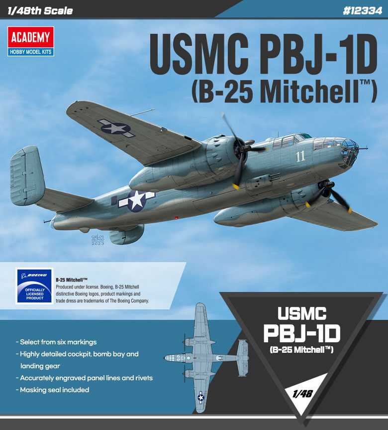 Academy - 12334 - USMC PBJ-1D (B-25 Mitchell) 1:48