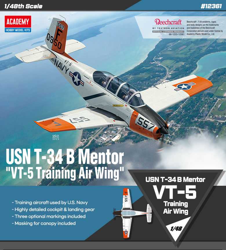 Academy - 12361 - USN T-34B Mentor VT-5 Training Air Wing 1:48