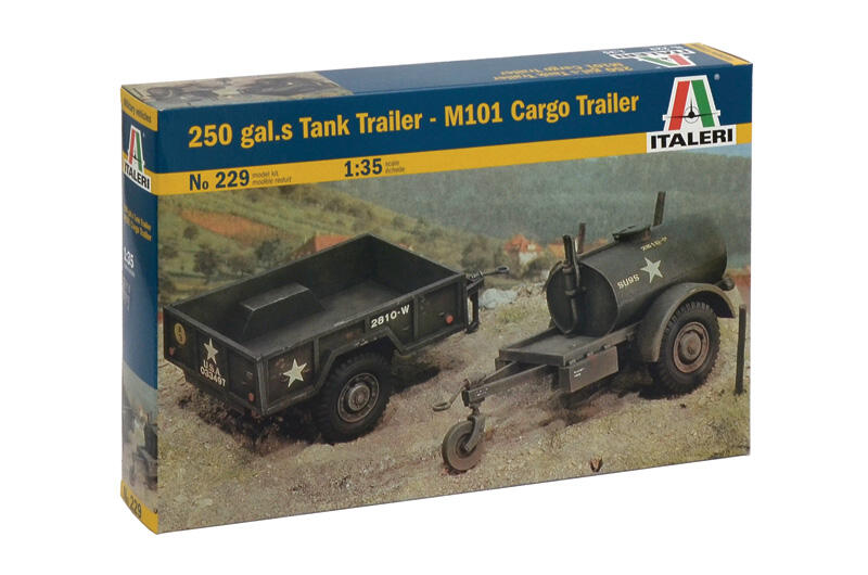 Italeri - 0229 - 250 GAL.S TANK TRAILER - M101 CARGO TRAILER 1:35