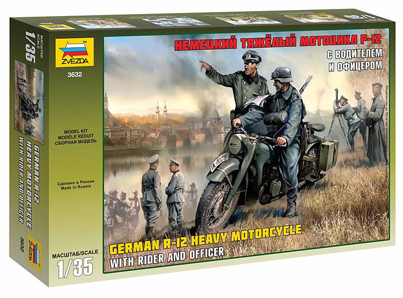 Zvezda - 3632 - German R-12 Heavy Motorcycle with Rider 1:35