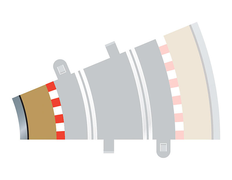 Rozšíření trati Scalextric C8280 - Border, Kerb & Barrier - Curve - R2 - 22.5DEG Inner