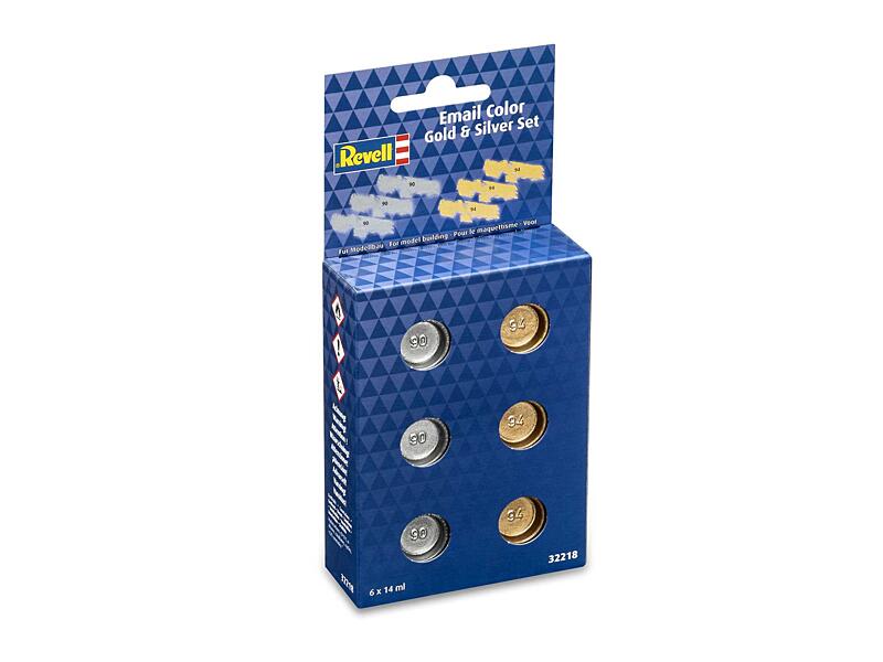 Revell - Sada barev Email Color 32218 - Gold & Silver Set 6 x 14ml