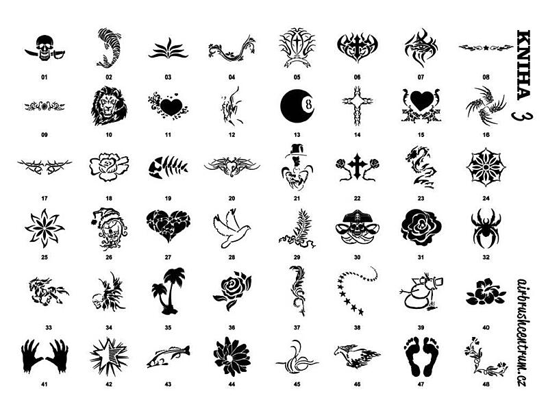 Kniha šablon pro airbrush dočasné tetování 03